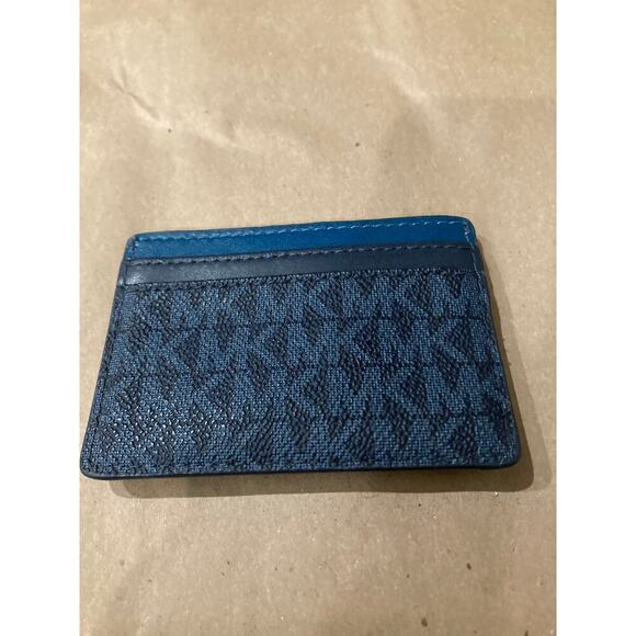 MICHAEL KORS SMALL BLUE SAFFIANO LEATHER CREDIT CARD WALLET - Picture 2 of 4